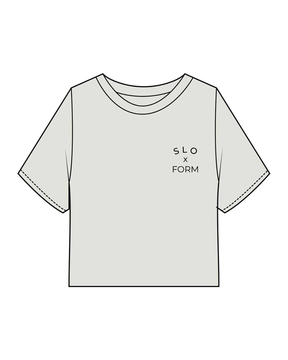The Heavyweight Crop Tee - Washed Bone - Slo x Form - Left Chest Stacked - Printed - Black