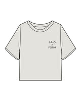The Heavyweight Crop Tee - Washed Bone - Slo x Form - Left Chest Stacked - Printed - Black