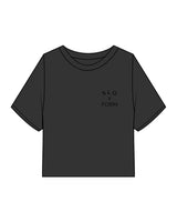 The Heavyweight Crop Tee - Washed Black - Slo x Form - Left Chest Stacked - Printed - Black