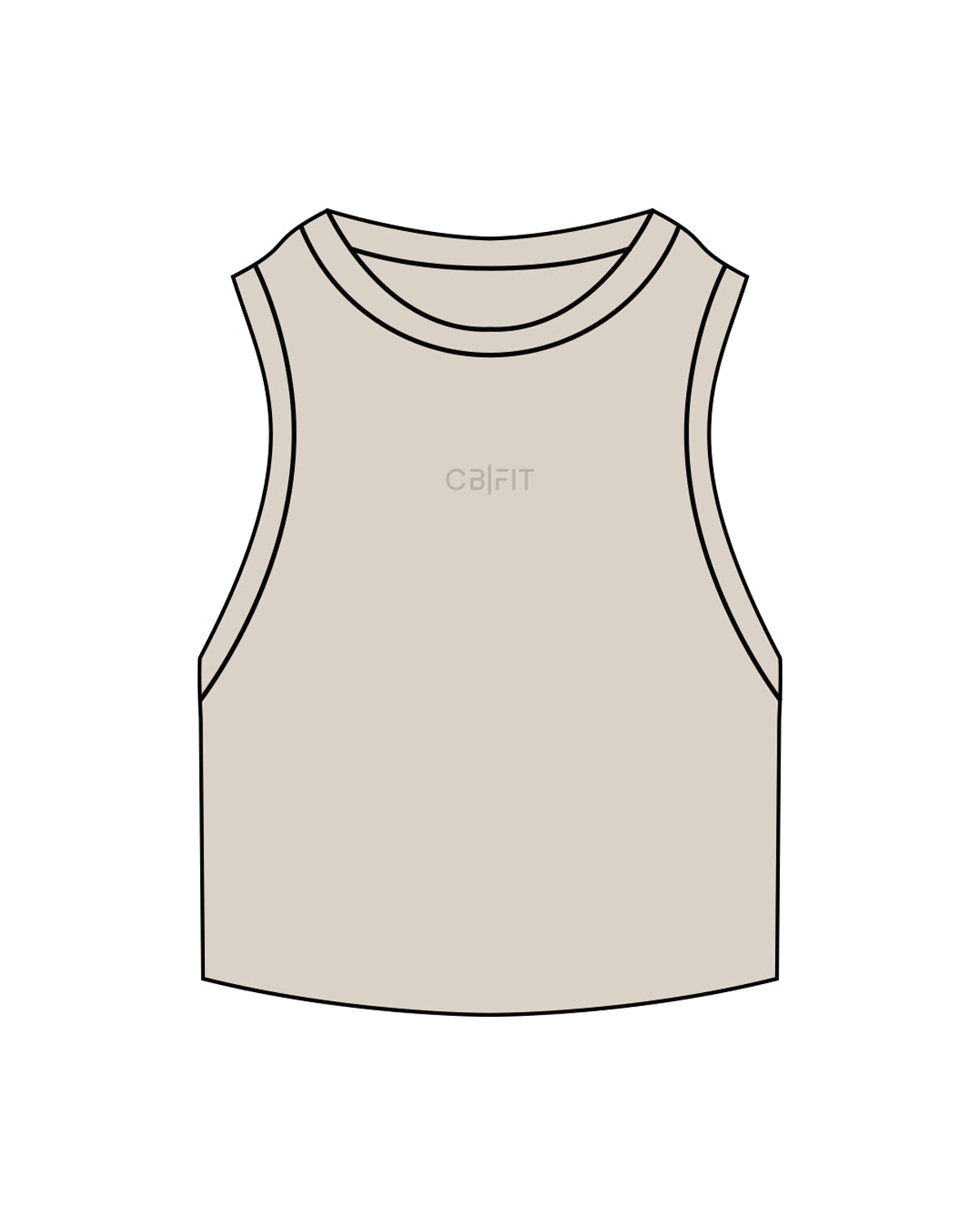 The Ribbed Crop Tank - Bone - CB Fit - Center Chest - Embroidered Tone on Tone