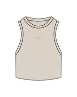 The Ribbed Crop Tank - Bone - CB Fit - Center Chest - Embroidered Tone on Tone