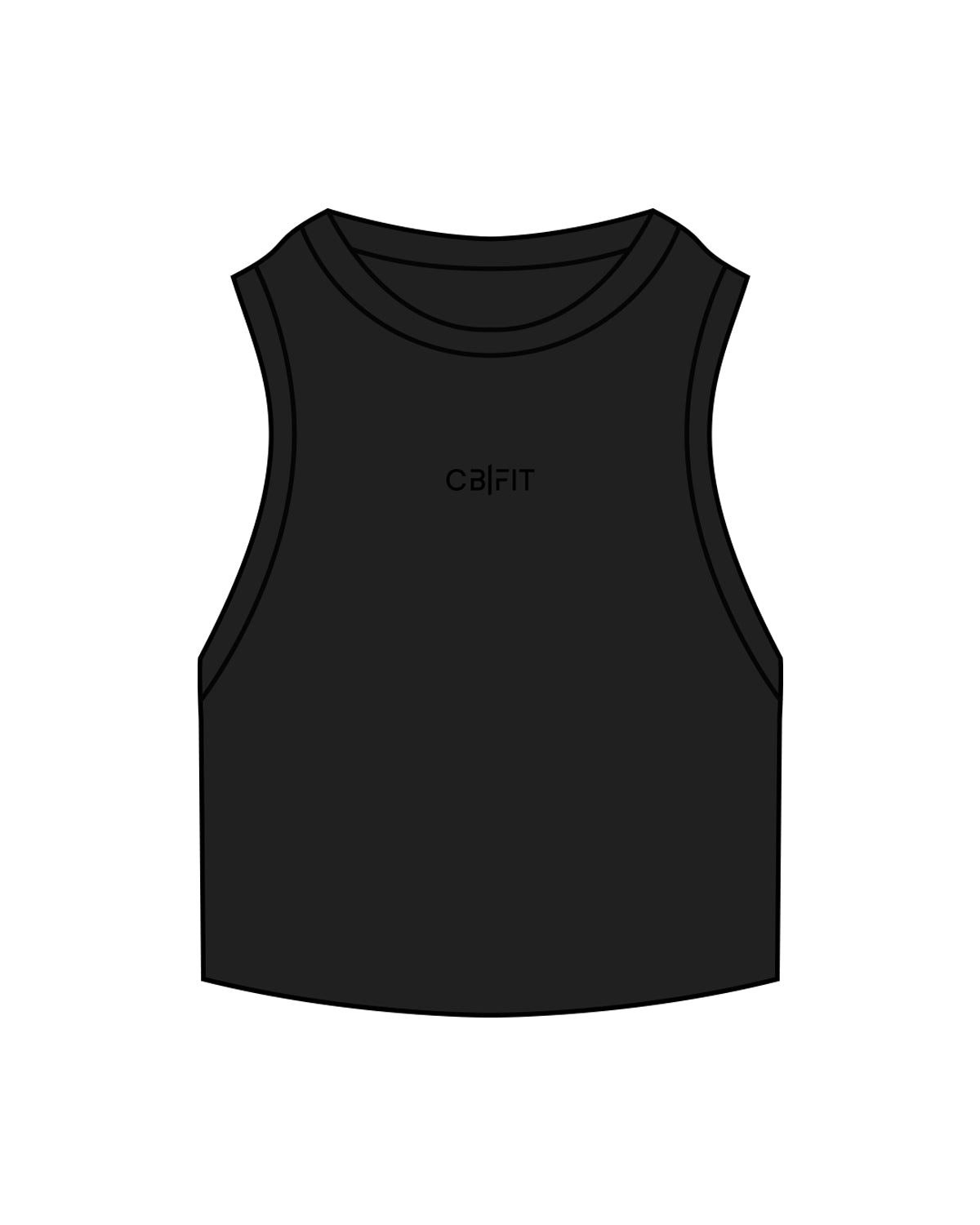 The Ribbed Crop Tank - Black - CB Fit - Center Chest - Embroidered Tone on Tone