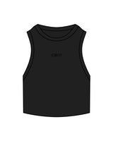 The Ribbed Crop Tank - Black - CB Fit - Center Chest - Embroidered Tone on Tone