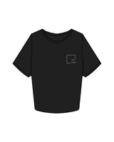 The Crop Tee - Black -Slo x Form - Left Chest - Printed - Washed Bone