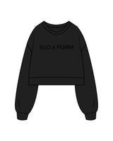 The Womens Crop Crewneck - Black - Slo x Form - Center Chest - "Slo x Form" Logo - Printed - Tone on Tone