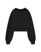 The Womens Crop Crewneck - Black - Slo x Form - Right Arm - "Slo x Form" Logo - Printed - Tone on Tone