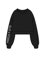The Womens Crop Crewneck - Black - Slo x Form - Right Arm - "Slo x Form" Logo - Printed - Washed Bone