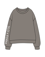 The Womens Crewneck - Washed Gray - Slo x Form - Right Arm - "Slo x Form" Logo - Printed - White