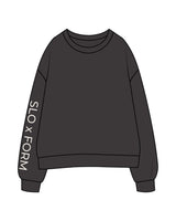 The Womens Crewneck - Washed Black - Slo x Form - Right Arm - "Slo x Form" Logo - Printed - Washed Bone