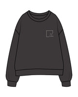 The Womens Crewneck - Washed Black - Slo x Form - Left Chest - Back Wavy Stacked - Printed - Washed Bone