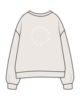 The Womens Crewneck - Bone - Slo x Form - Left Chest - Back Round - Printed - White