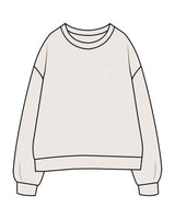 The Womens Crewneck - Bone - Slo x Form - Left Chest - Back Round - Printed - White