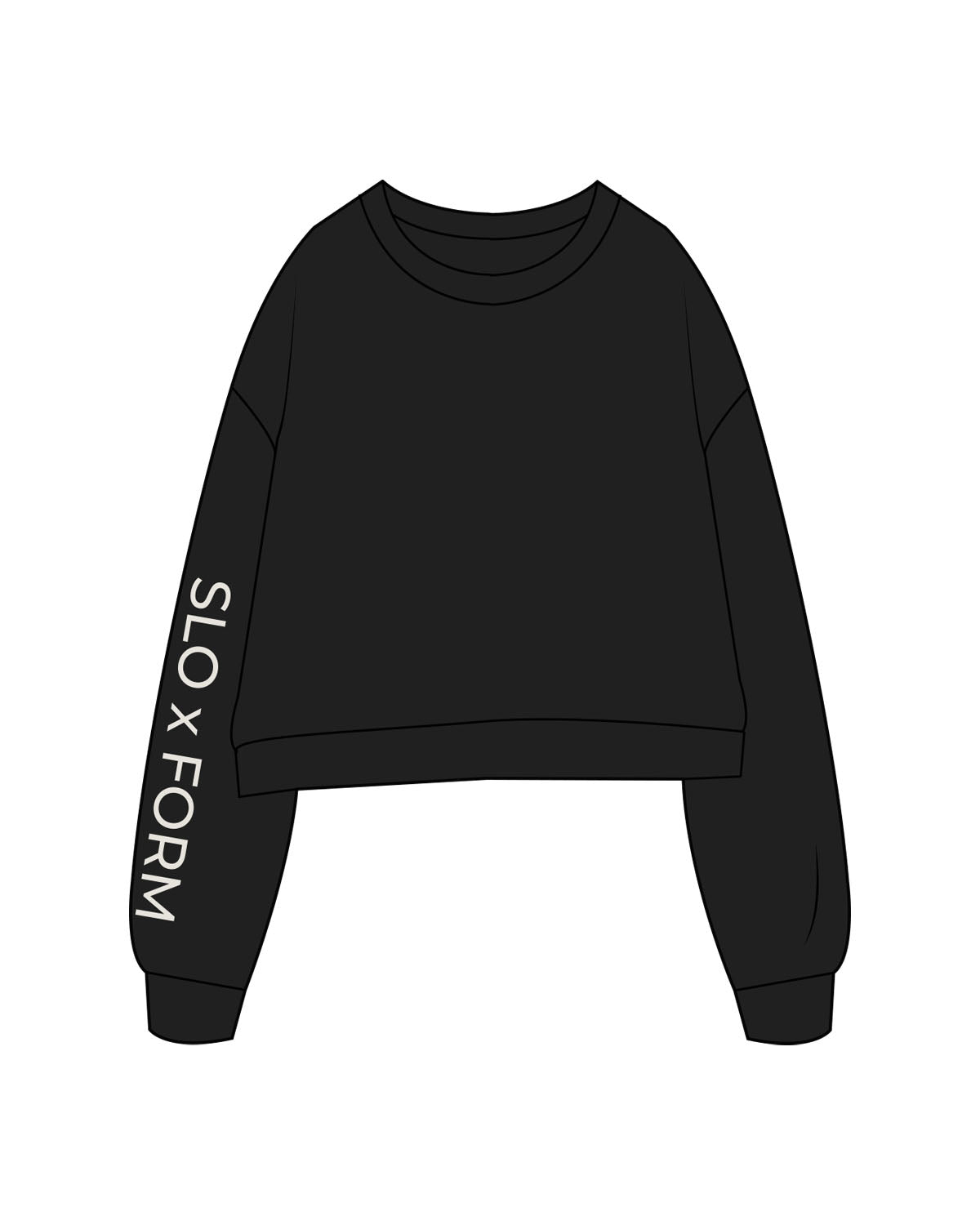 The Studio Crop - Black - Slo x Form - Right Arm -"Slo x From" Logo - Printed - Washed Bone