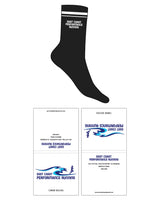 The Crew Sock - Black - East Coast Performace Running - Dual Top Strip - Stacked Words - White