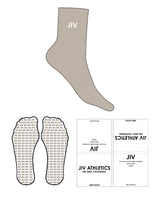 The 3/4 Crew Sock - Tan - JIV - Top - "JIV" - Embroidered - White - Icon Shape Grip - Translucent