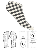 The Ankle Sock - Off White - Tone Wellness Studio - Checkered & Charcoal Circle Grip - Checkered