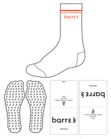 The Crew Sock - Whtie - Barre 3 - Top Dual Border & Transparent B Repeating Grip - Orange