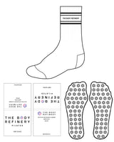 The Crew Sock - White - The Body Refinery - Top Double Lining & Custom Grip - Black