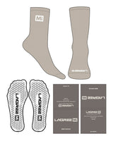 The Crew Sock - Tan - Lagree Mi - Toe & Ankle "MI" - White Hexagon Grip - White