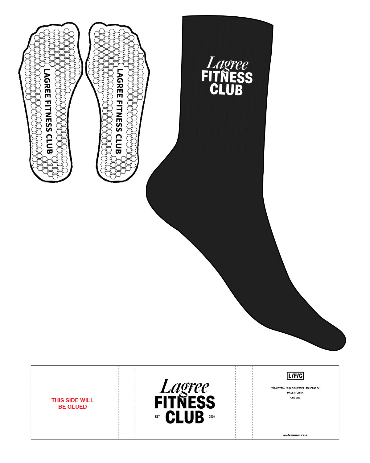 The Crew Sock - Black - LFC - Top Logo - White - Hexagon Shape Grip - White