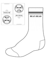 The Crew Sock - White - Bean Head - 2 Lines - Center - Text - Black
