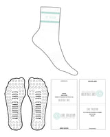 The 3/4 Crew Sock - White - Core Evolution - Top with Border "CORE EVOLUTION" & Circle Shape Grip - Teal