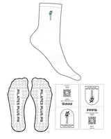The 3/4 Crew Sock - White - Pilates Plus PB - Top Icon - Green - Circle Shape Grip - Embroidered - Green