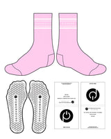 The Crew Sock - Pink(L255) - Powerhouse Pilates - Dual Strip - White - Hexagonal Shape Grip - White