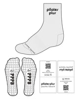 The 3/4 Crew Sock - Heather - Pilates Plus PB - Front & Top Stacked - Circle Grip - Black