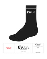 The Crew Sock - Black - EVOLVE TATTOO - Single Lining - White Logos