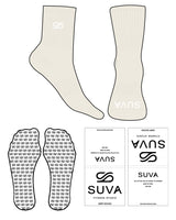 The 3/4 Crew Sock - Off White - SUVA - Top & Front Logo - White - Icon Shape Grip - White