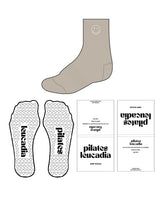 The 3/4 Crew Sock - Tan - Pilates Leucadia - Embroidered - White