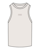 The Ribbed Full Length Tank - Bone - Form - Center Chest - Embroidered - Tone on Tone