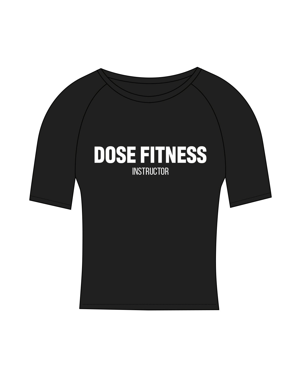 The Short Sleeve Crop - Black - Dose - Center Chest Stacked " INSTRUCTOR" - White