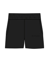 The Womens Sweat Shorts - Black - Evolve Spa - Left Leg - Below Pock - Embroidered - Black