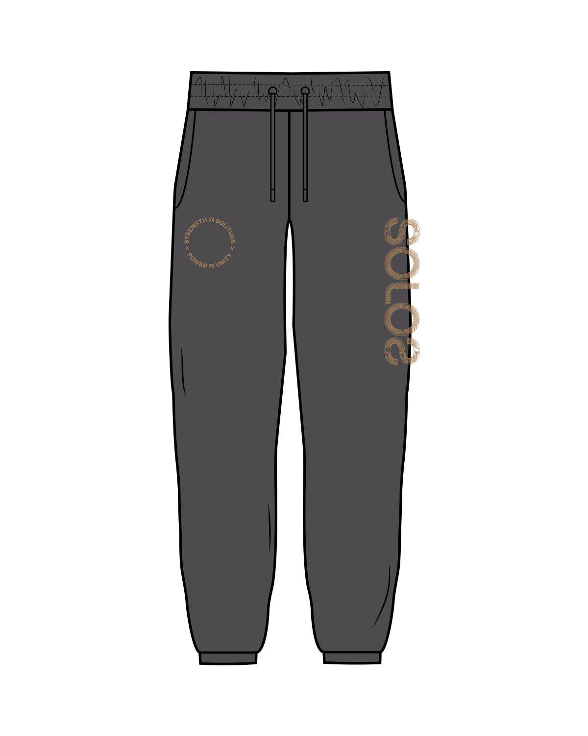 The Womens Classic Sweatpants - Washed Black - Solos Pilates - Both Legs - Terracotta