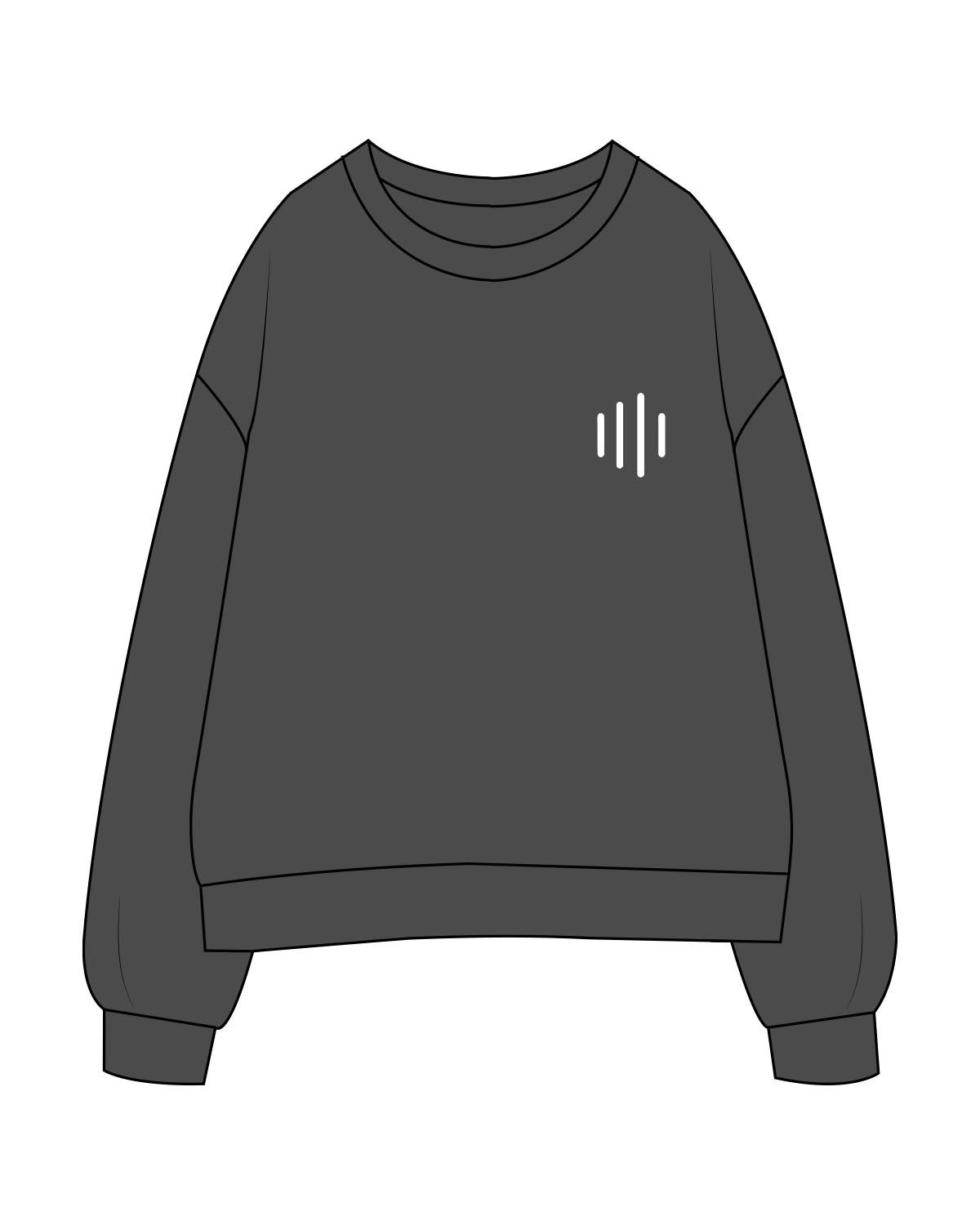 The Womens Crewneck - Washed Black - Core Connetion- Left Chest - White