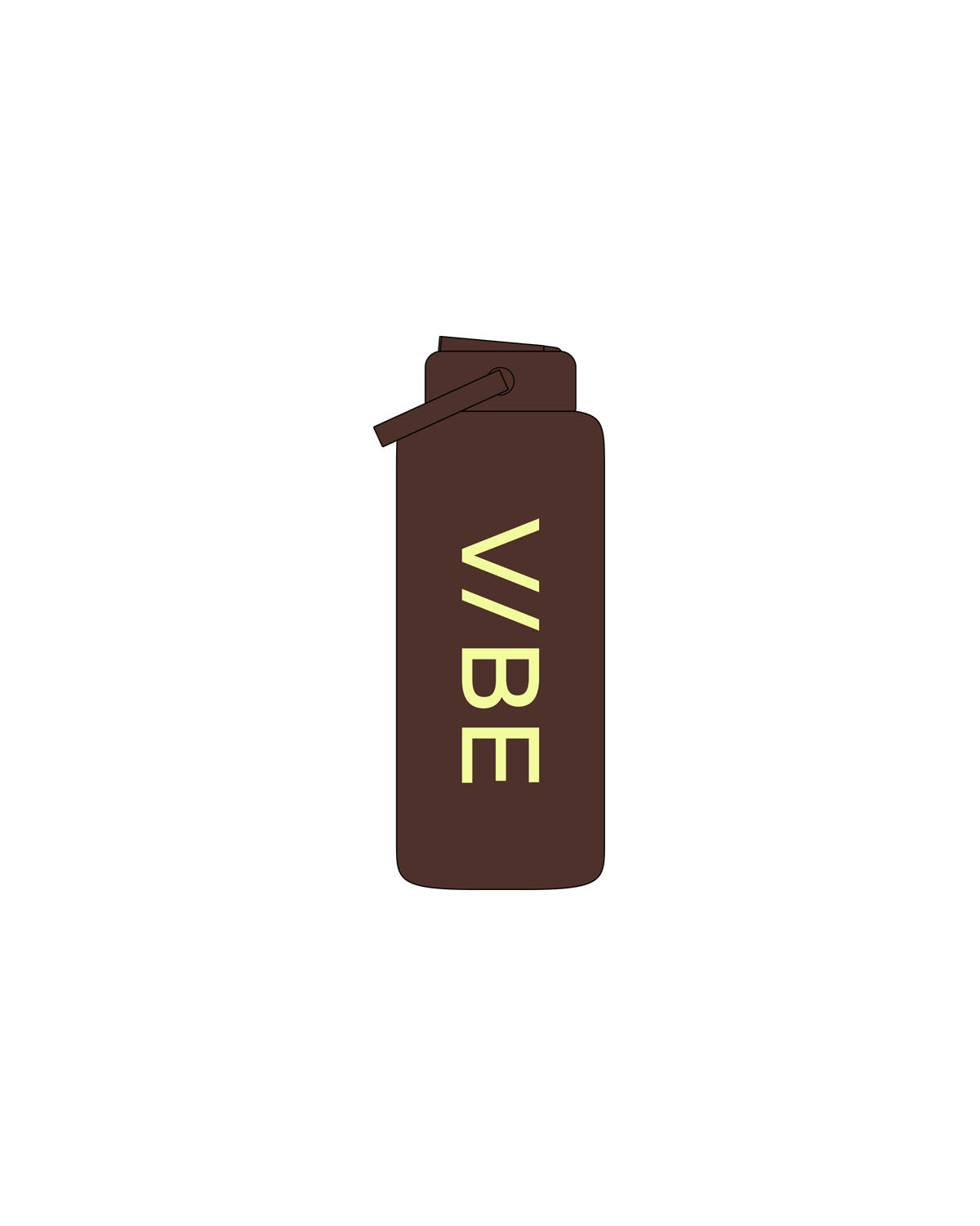 The Wide Mouth Water Bottle - Coffee - The Vibe - Center Body - Printed - Neon Yellow