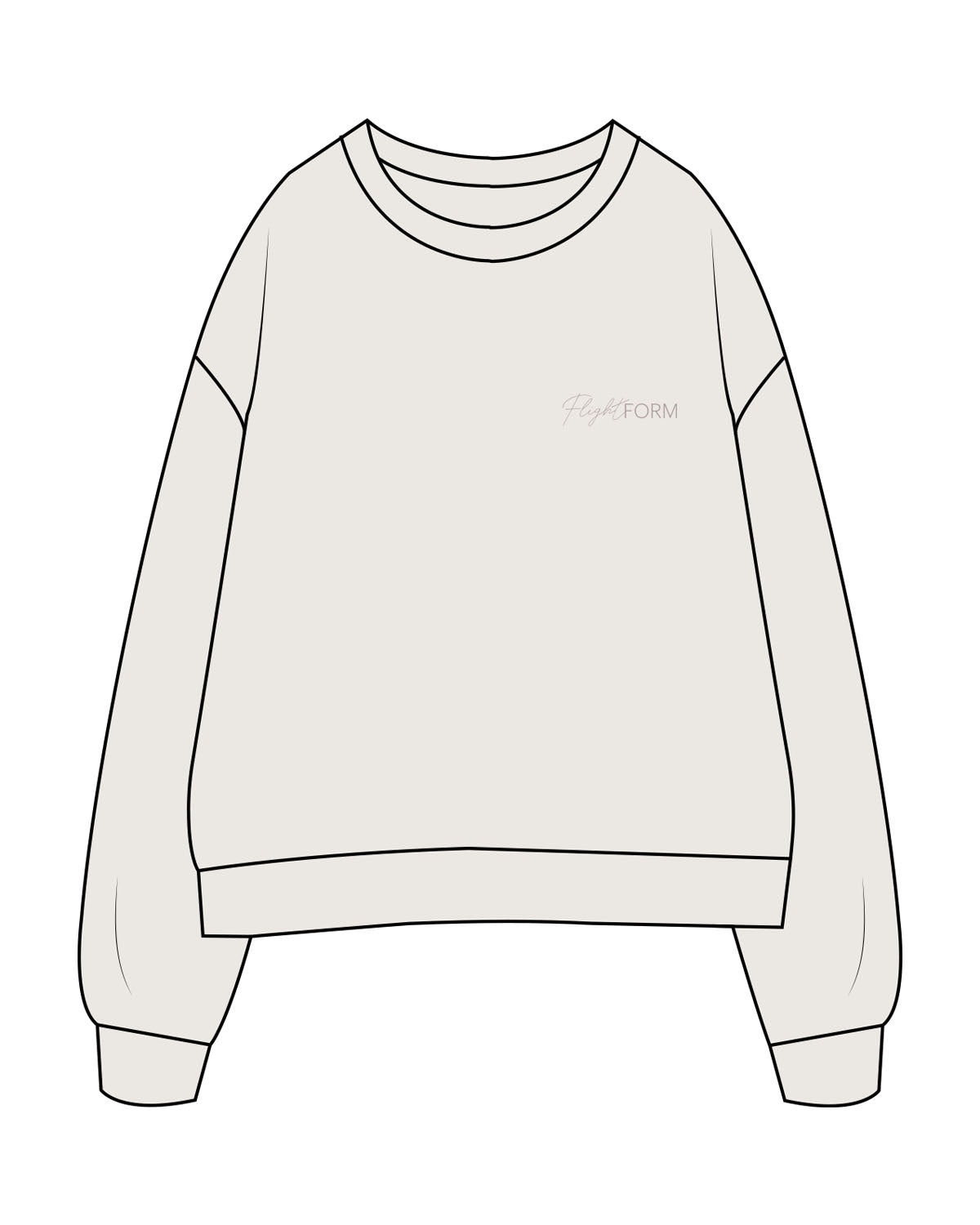 The Womens Crewneck - Bone - Flightform - Left Chest - Embroidered - Tone on Tone