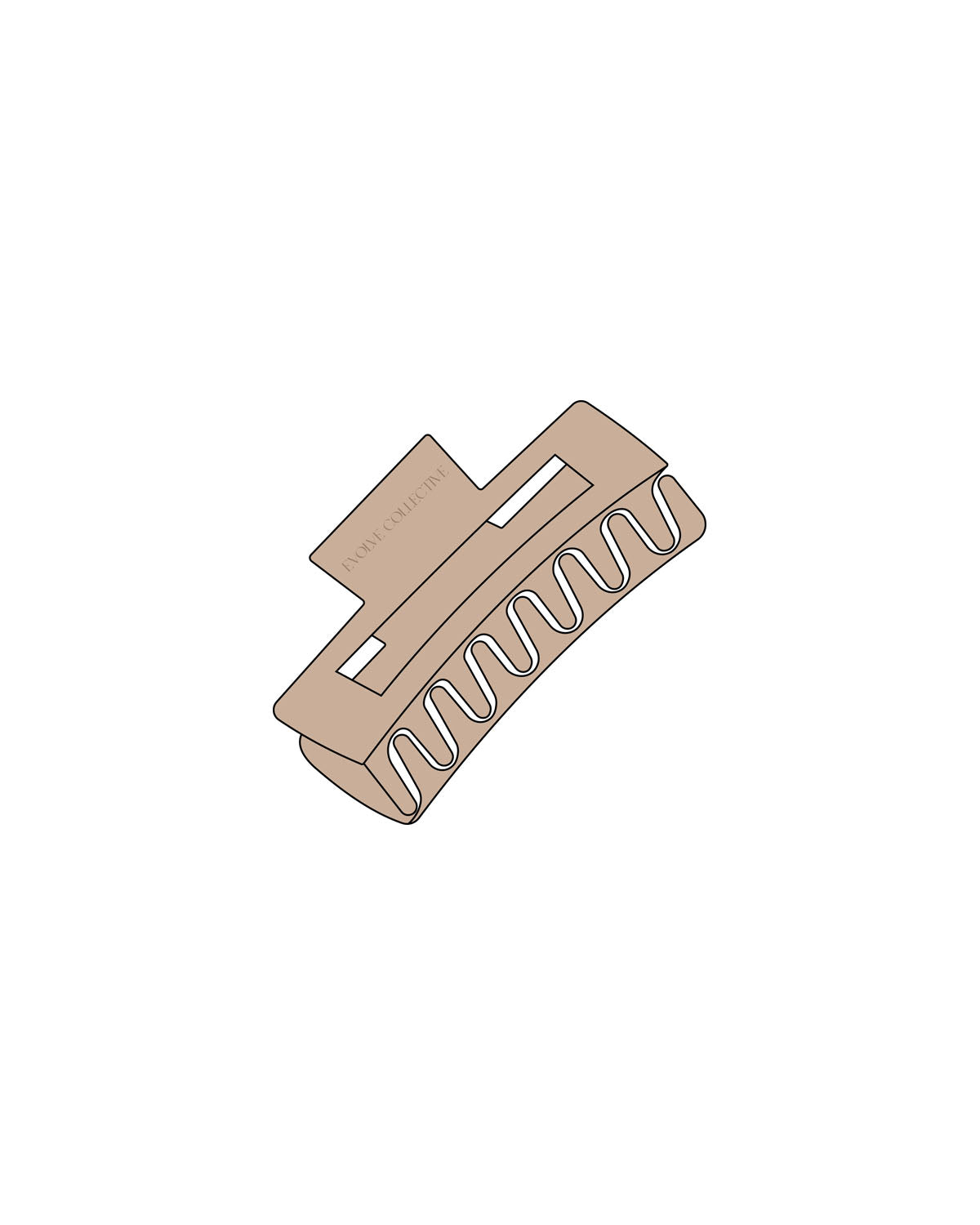 The Claw Hair Clip - Light Brown - Evolve Collective - Top Logo - Printed - Tone on Tone