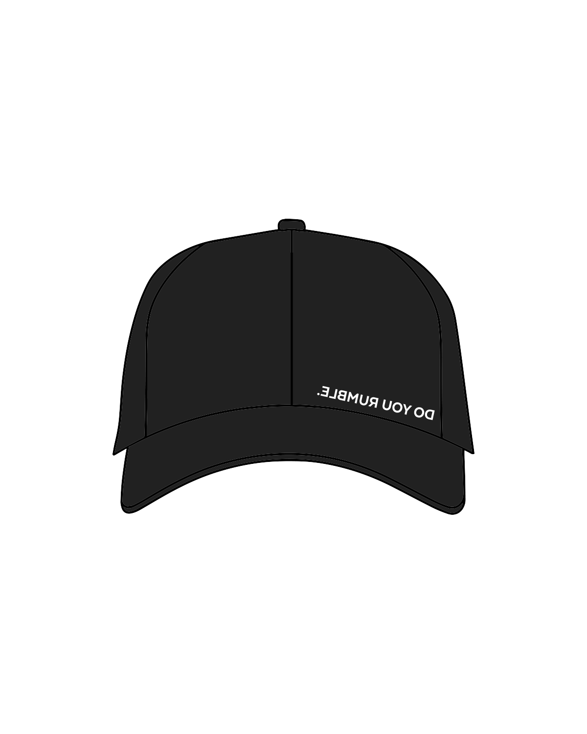 The Dad Hat - Black - Rumble - Front / Back - White Flat Stitch