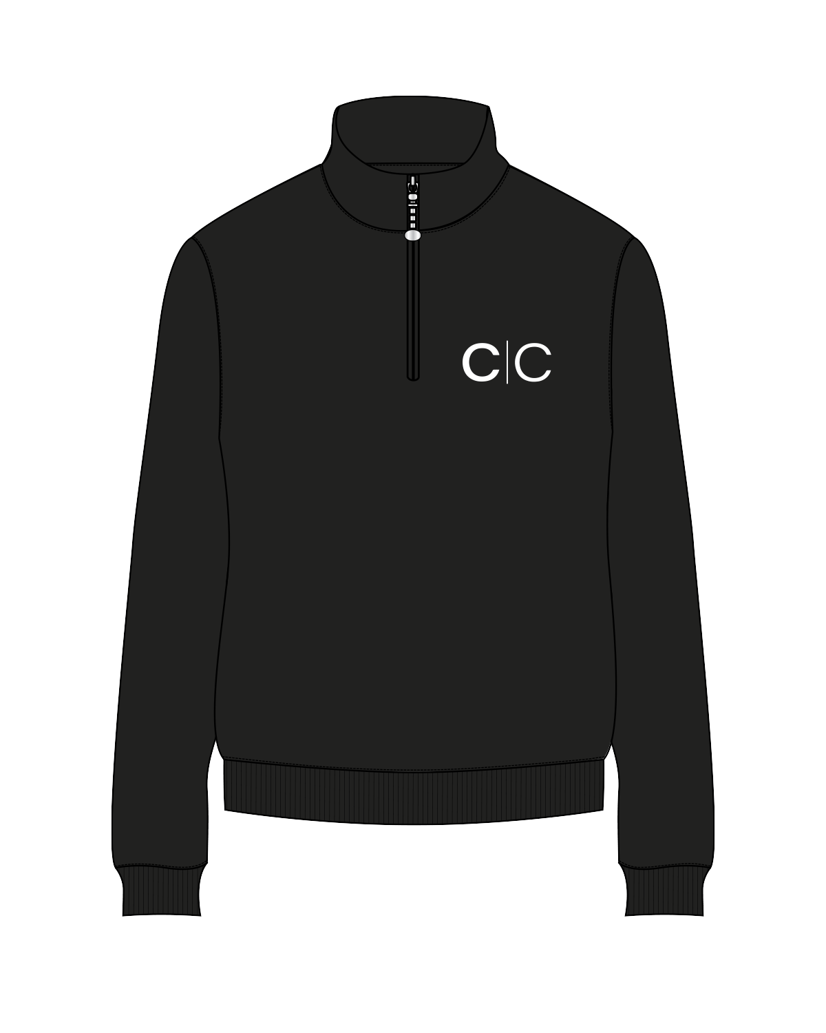 The Womens 1/4 Zip - Black - Core Collective - Left Chest - White