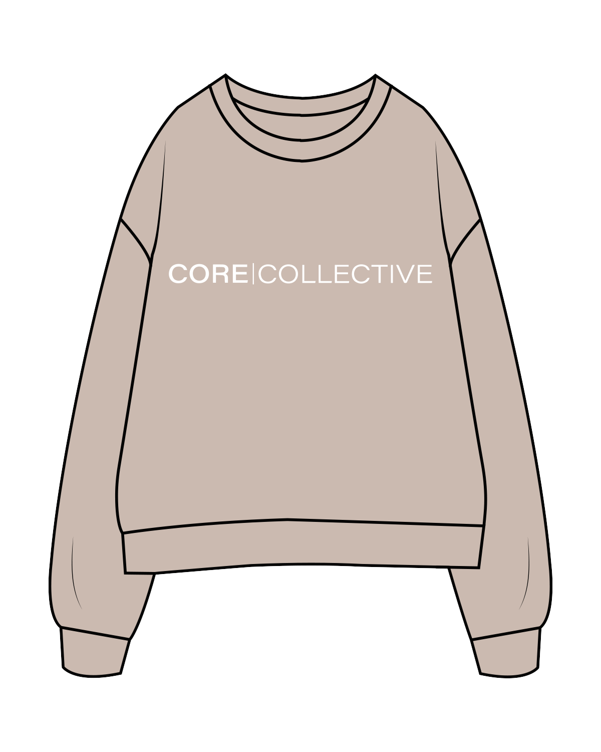 The Womens Crewneck - Bone - Core Collective - Center / Back - Bone