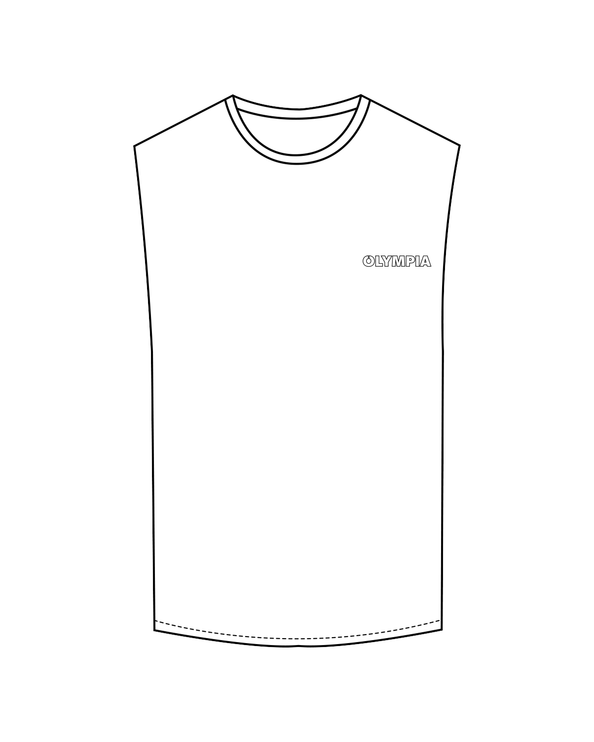 The Muscle Tank - White - Olympia - Left Chest / Back - Black Outline
