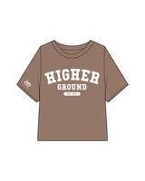 The Crop Terry Tee - Cacao - Higher Ground - Center / Sleeve - White