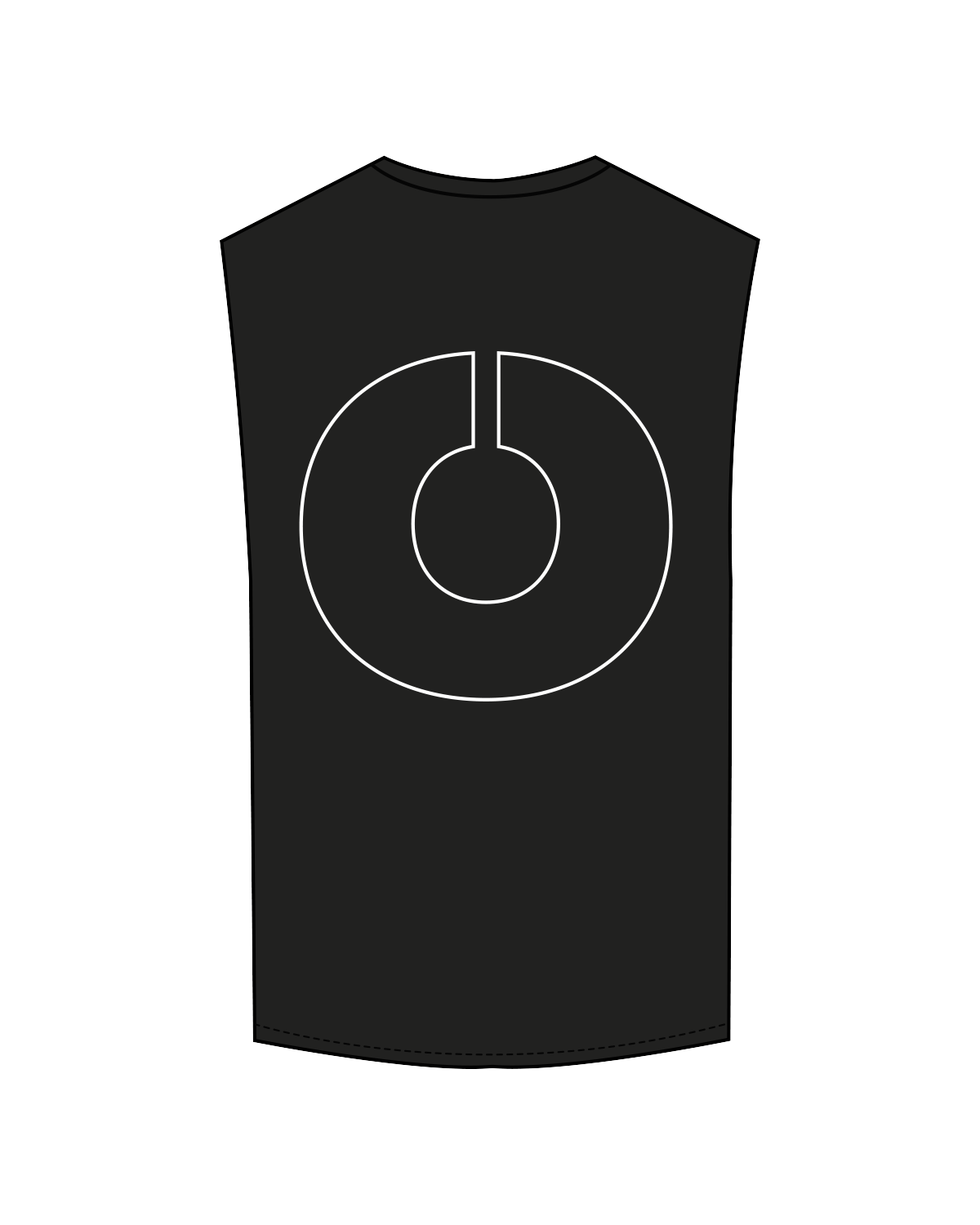 The Muscle Tank - Black - Olympia - Left Chest / Back - White Outline