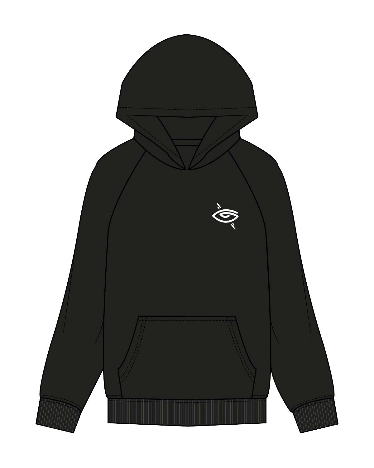 The Womens Hoodie - Black - Higher Ground - Left Chest / Back - White
