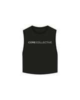 The Crop Muscle Tank - Black - Core Collective - Center - White