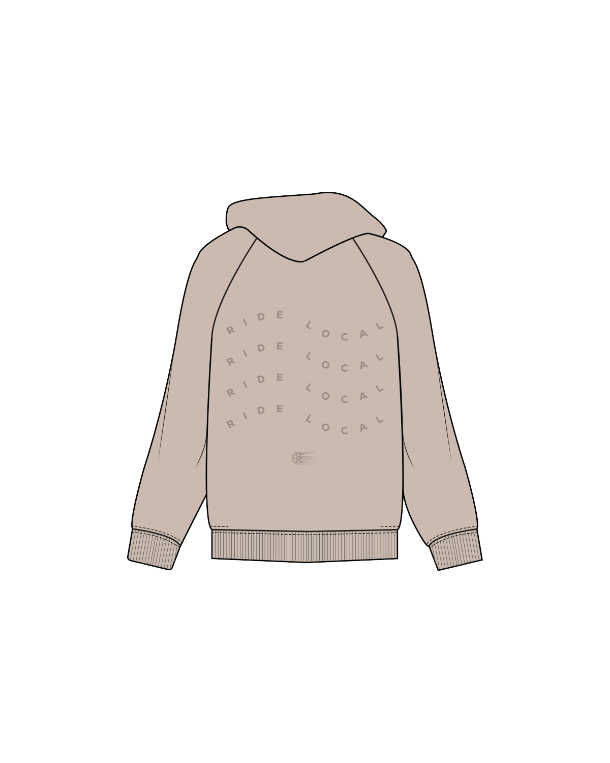 The Womens Hoodie - Bone - Wheel House - Center / Back - Bone
