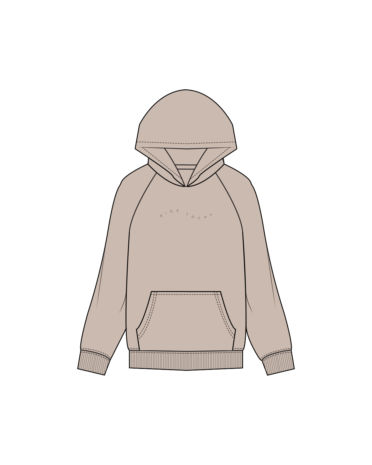 The Womens Hoodie - Bone - Wheel House - Center / Back - Bone